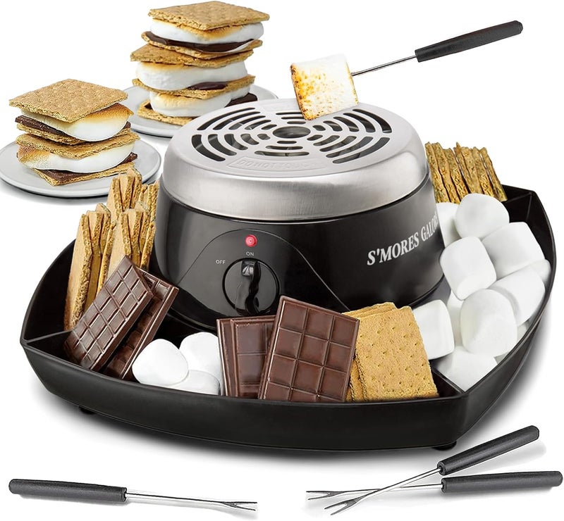 S'MORES GALORE ™ Electric Smores Maker Tabletop Indoor - Perfect Family Smore Maker All Year Long - Indoor Marshmallow Roaster Smores Kit w/Serving Tray - Party Sized Electric S'mores Maker - Image 1